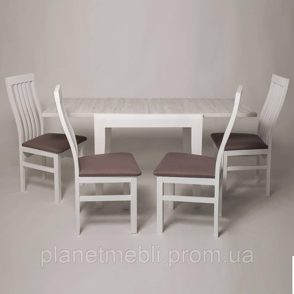 Купить Комплект обеденный: стол Мальва + стулья Модерн (белый), цена ...
