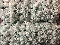 Розочка из фоамирана 13 мятная для флористики декорирования и творчества 20 мм на проволоке