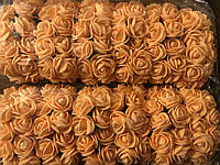 Розочка из фоамирана 15 оранжевая для флористики декорирования и творчества 20 мм на проволоке