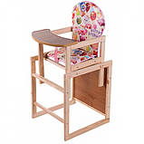 Дерев'яний стільчик для годування-трансформер Наталка (Зайчик), фото 9