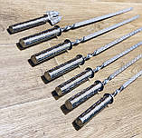 Набір шампурів з неіржавкої сталі 7 шт. + виделка для зняття м'яса — ручна робота, фото 2