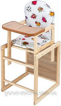 Дерев'яний стільчик для годування-трансформер Наталка (Зайчик), фото 1