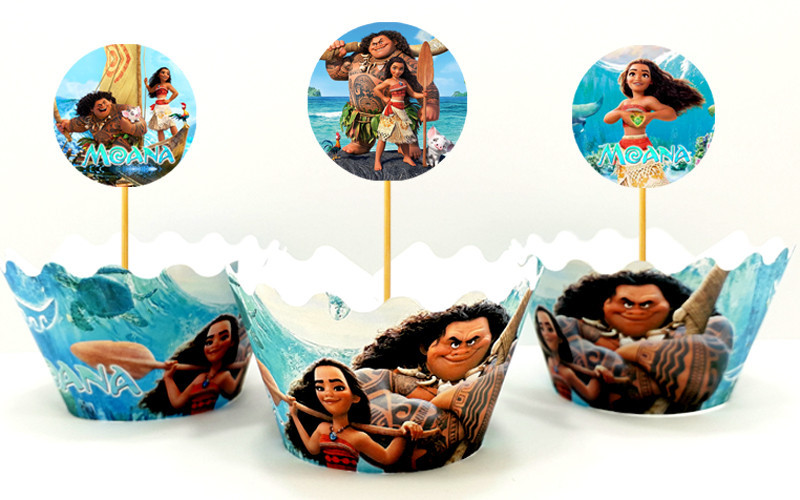 Набір для капкейків Моана топери і накладки на кошики в кекси (10+10)(Картон)- малотиражні