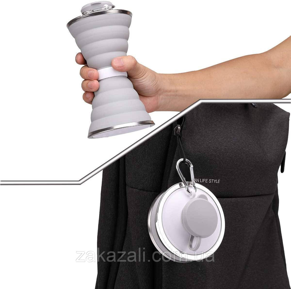 🔸 Силіконова спортивна пляшка для води складна, 500 мл, компактна Folding Travel Water Cup