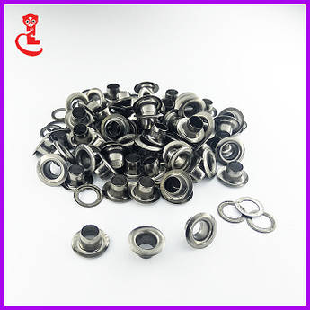 Люверс для одягу 5 мм. Люверси для шнурків. Темний нікель (5000 шт/уп)