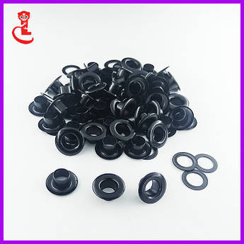 Люверс для шкіри 5 мм. Люверси для шнурків. Чорний (5000 шт/уп)