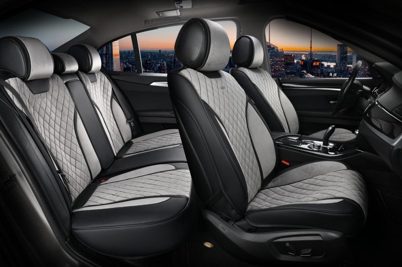 Накидки на сидіння авто 3D ELEGANT TORINO 700 123 сірі (алькантара + екошкіра) ПОЛЬША