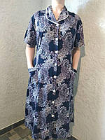 Батальный халат на пуговицах женский коттоновый, красивый узор,Турция, раз.60 (6XL)