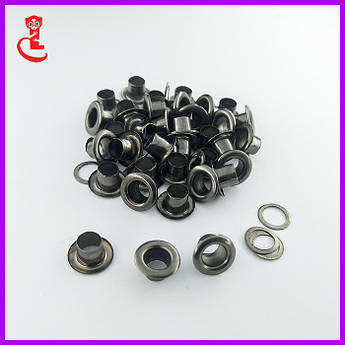 Люверс для одягу 4 мм. Люверси для шнурків. Темний нікель (5000 шт/уп)