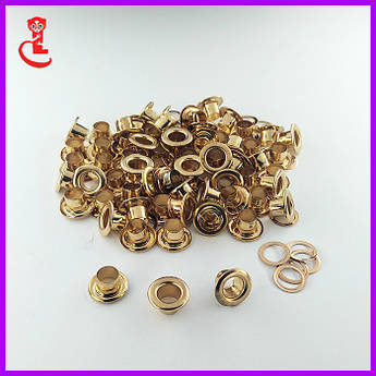 Люверс для взуття 4 мм. Канцелярські люверси. Золото (5000 шт/уп)