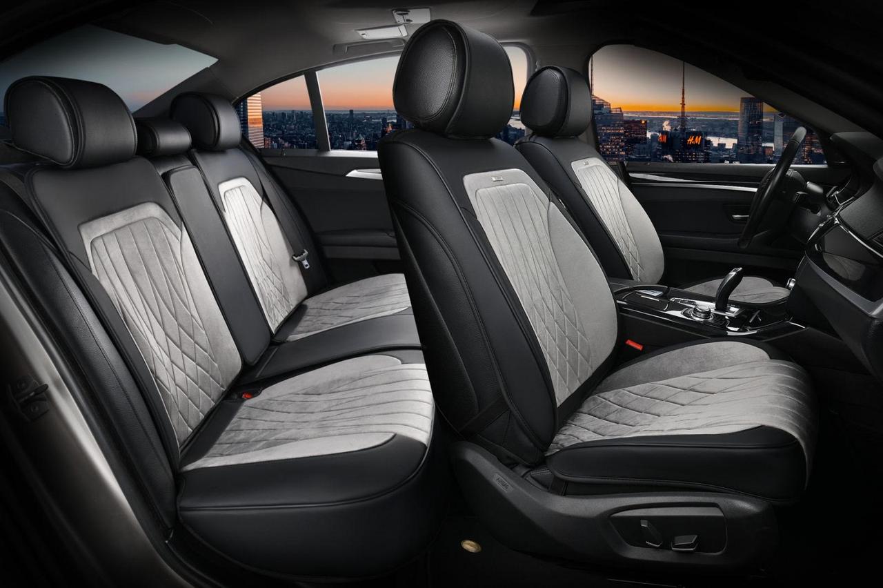 Накидки на сидіння авто 3D ELEGANT MODENA 700 133 сірі (алькантара + екошкіра) ПОЛЬША