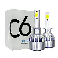 C6 Лампа світлодіодна цоколь H1 (к-кт 2 шт) 12V, 36W, 3800Lm + вентилятор (авиац. алюмін. профілю.)