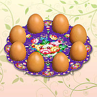 Декоративна підставка для яєць №8 "Жостово" (8 яєць) тарілка (1 шт)