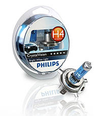 Автолампи Philips CrystalVision 4300K Н4 комплект 2шт + W5W 12342CV, фото 3