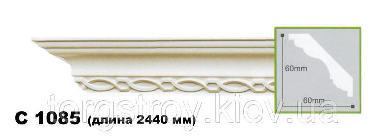 Карниз стельовий C1085, довжина 2,00м, Gaudi Decor, фото 1