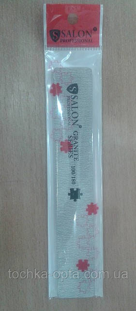 Пилка для нігтів Salon Professional 100/180, пряма широка, сіра