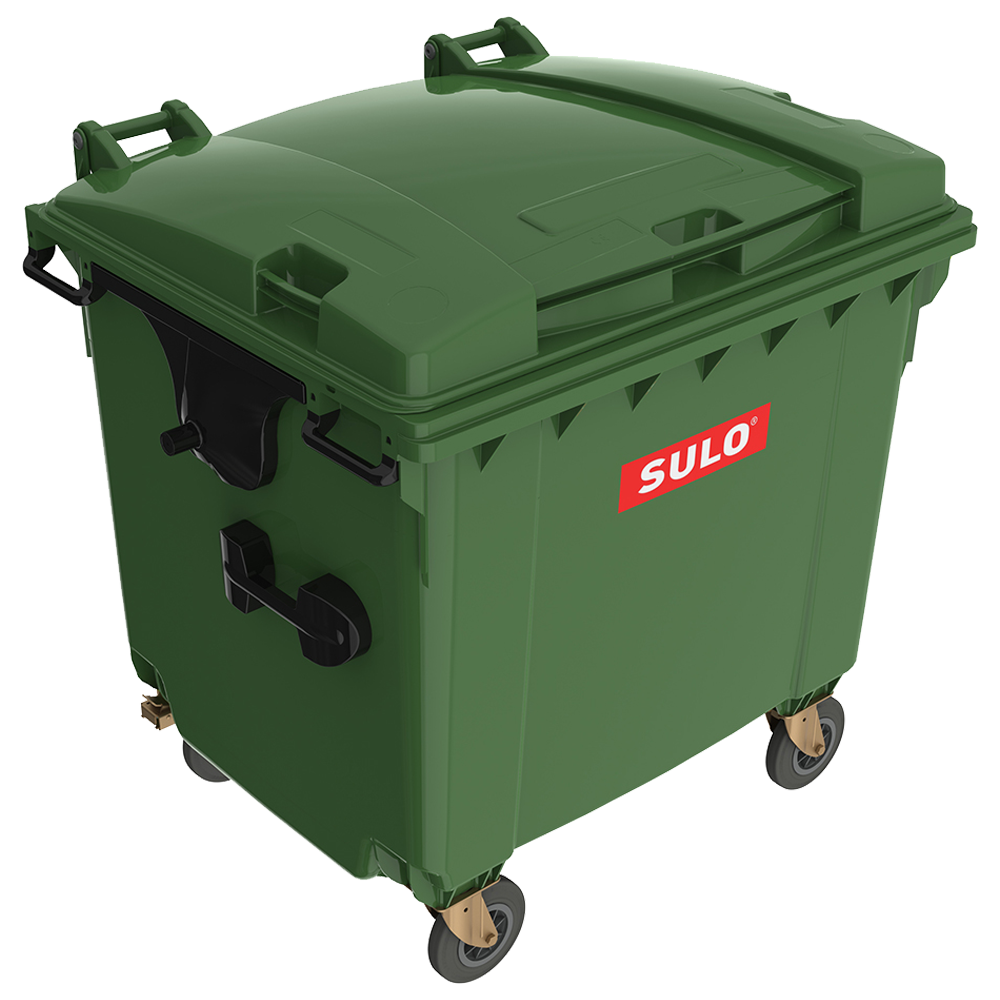 Контейнер сміттєвий ТПВ Sulo 1100 л з плоскою кришкою зелений