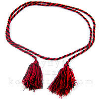 Пояс до вишиванки з китицями червоно-чорний 170 см