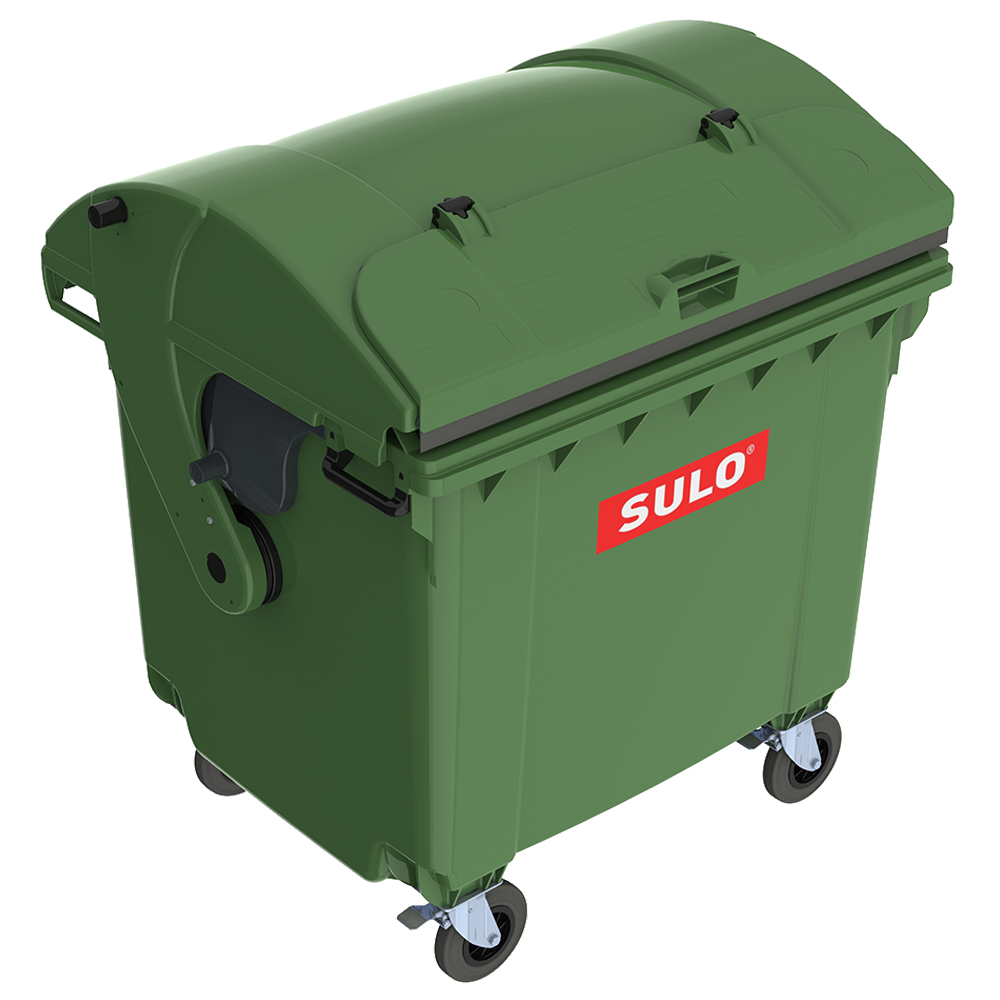 Контейнер сміттєвий ТПВ Sulo 1100 л з куполоподібної кришкою, модель кришка в кришці зелений