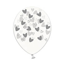 Латексні повітряні кульки-Сердечка кривульки срібні прозорі 12" 10шт/уп Belbal