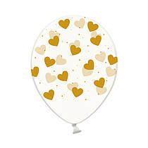 Латексні кульки "Сердечка" золоті прозорі Belbal