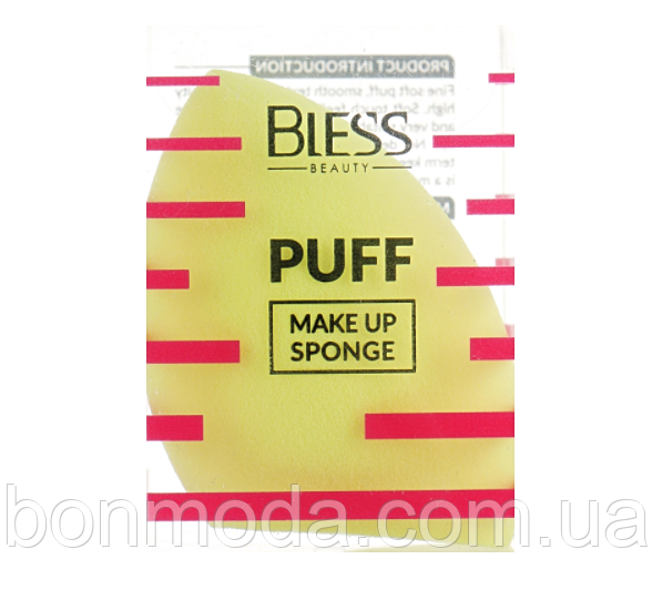 Спонж скошений, жовтий Bless Beauty PUFF Make Up Sponge