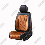Накидки на сидіння авто ПЕРЕТРИМАННЯ 3D ELEGANT MODENA 700 235 коричневі (алькантара + екошкіра) ПОЛЬША, фото 2