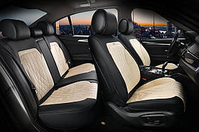 Накидки на сидіння авто 3D ELEGANT MODENA 700 134 бежеві (алькантара ! еко-шкіра) ПОЛЬЩА