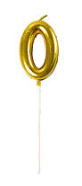 Свічка-цифра "0" на паличці золото 6,5 см