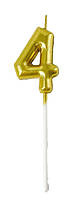 Свічка-цифра "4" на паличці золото 6,5 см