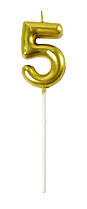 Свічка-цифра "5" на паличці золото 6,5 см
