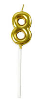 Свічка-цифра "8" на паличці золото 6,5 см