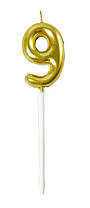 Свічка-цифра "9" на паличці золото 6,5 см