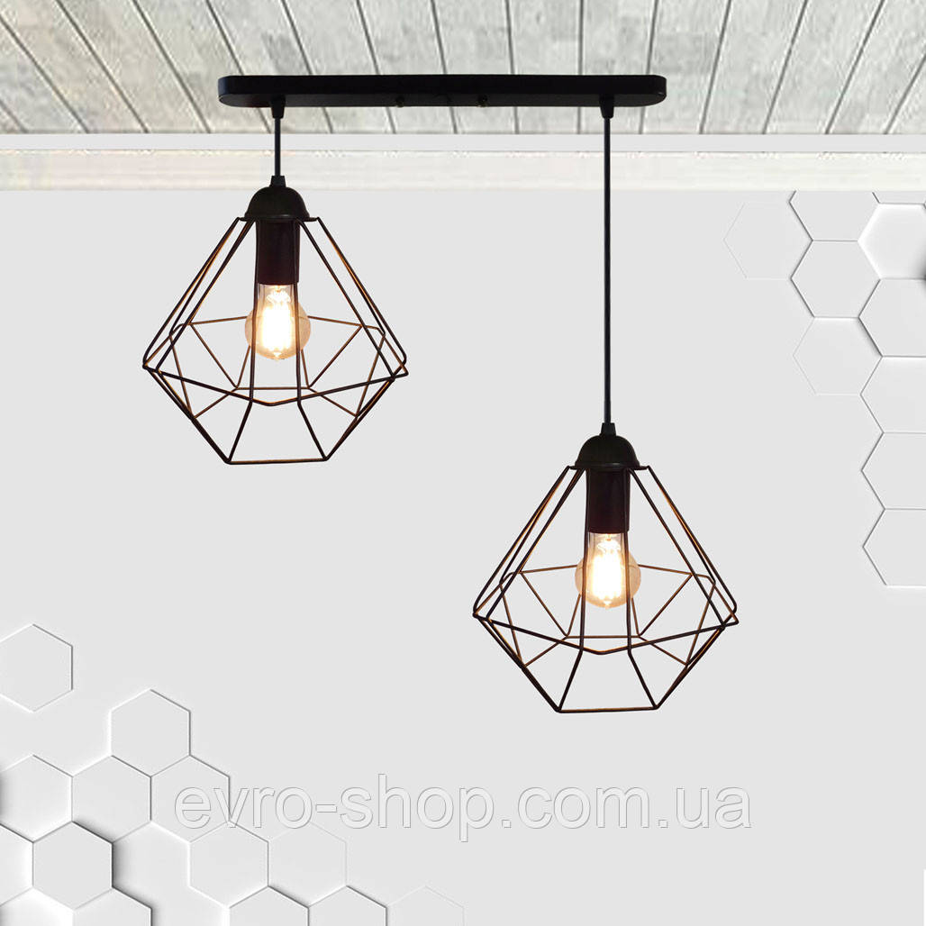Підвісна люстра на 2-лампи CLASSIC-2 E27 чорний, фото 1