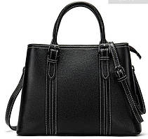 Класична сумка жіноча трапеція на блискавці Vintage 14861 Чорна. Натуральна шкіра флотар