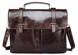 Чоловічий портфель з гладкої натуральної шкіри Vintage 14866 Коричневий