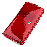 Яскравий лаковий жіночий гаманець ST Leather 18397 (S4001A) Червоний. Натуральна шкіра