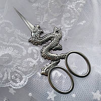 Ножиці вінтажні срібні, у вигляді дракона