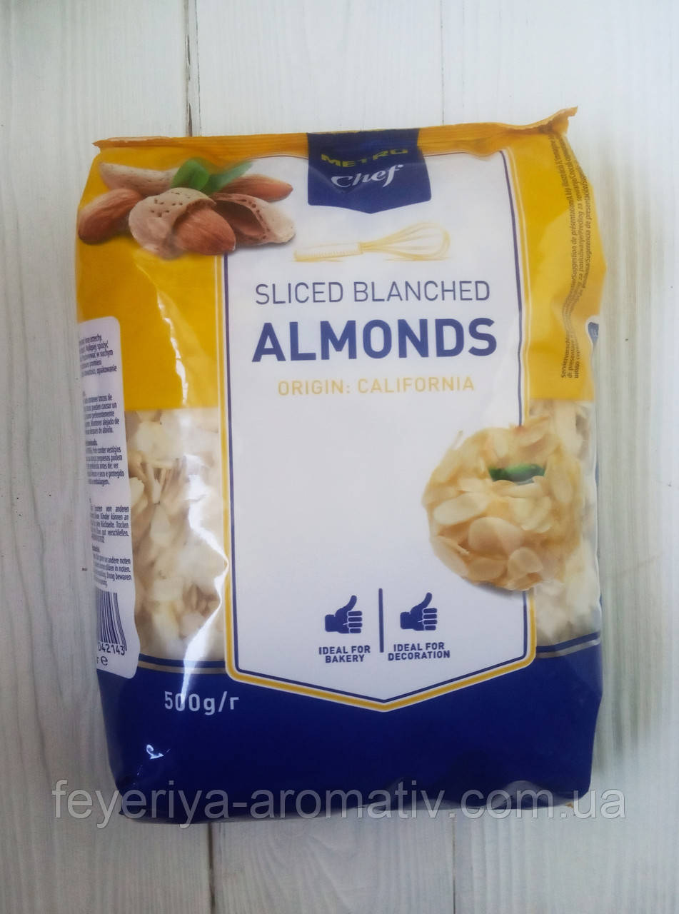 Нарізаний мигдаль бланшований Metro Chef Sliced Blanched Almonds, 500г