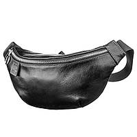Поясная сумка мужская GRANDE PELLE 11140 Черная. Натуральная итальянская кожа