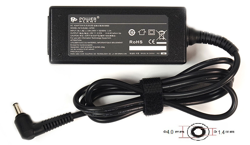 Блок живлення для ноутбуків PowerPlant ASUS 220V, 45W: 19V 2.37 A (4.0*1.4)