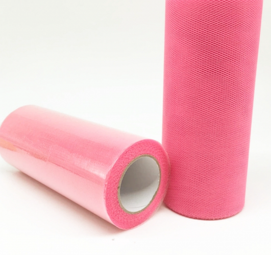 Сетчатая ткань сетка Фатин розовый яркий жесткий однотонный Вуаль 18 см ...
