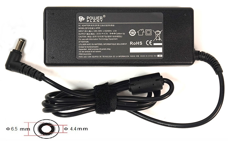 Блок живлення для ноутбуків PowerPlant SONY 220V, 19.5 V 92W 4.74 A (6.5*4.4)