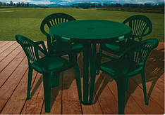 Набір садових меблів Стіл "Коло" і 4 стільці "Промінь" зелений