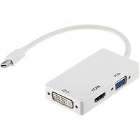 Перехідник PowerPlant mini DisplayPort (Thunderbolt) - HDMI, DVI, VGA (3 в 1) CA910946
