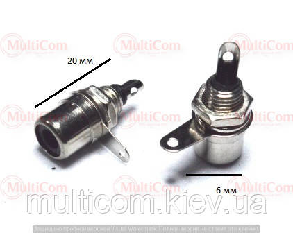 01-02-071BK. Гніздо RCA монтажне, корпус метал, сріблясте, чорна вставка