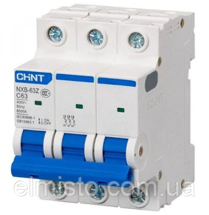 Модульный автоматический выключатель CHINT Electric NXB-63 3P 40А 6кА х-ка C для крепления на DIN-рейку - фото 10 - id-p1356934348