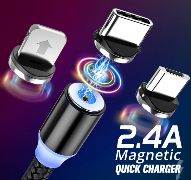 Магнітний кабель 3в1 Lighting - Micro Usb - Type C, фото 1