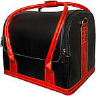 Манікюрна валіза еко-шкіра чорна з червоними ручками