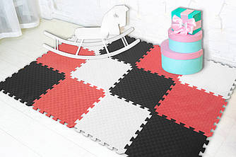 М'яка підлога килимок-пазл "Веселка" Eva-Line 200*150*1 см Чорний/Білий/Червоний